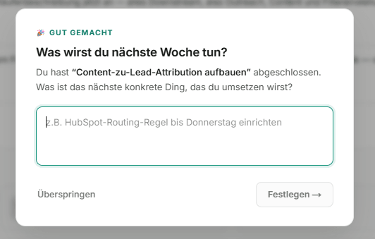 Mint fragt nach der abgeschlossenen Priorität: Was wirst du nächste Woche tun?